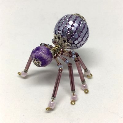 Violet Metallic Beaded Spider