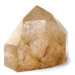 Rutile quartz, crystal isolated on a white background.