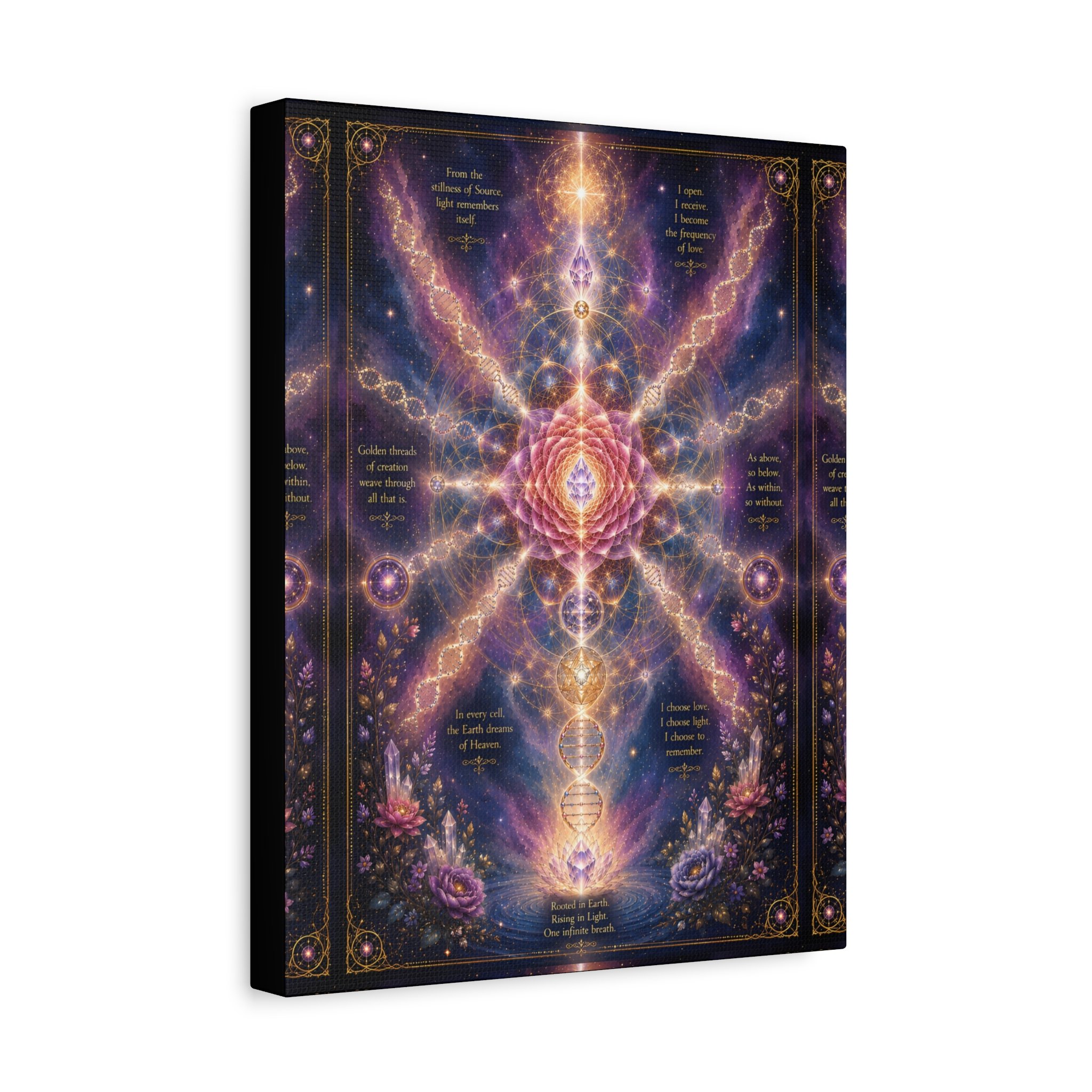 Cosmic Crystalline Rose DNA Mandala Frequency Art Canvas Print - Image 2