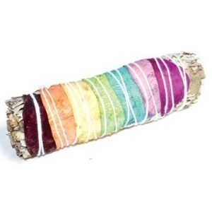 White Sage 7 Chakra Colors Smudge Stick 4"