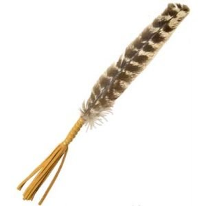 Leather Wrapped Smudging Feather 10" (Set of 2)