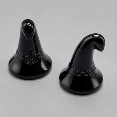 Witch's Hat Black Obsidian 1 3/4" (Set of 2)