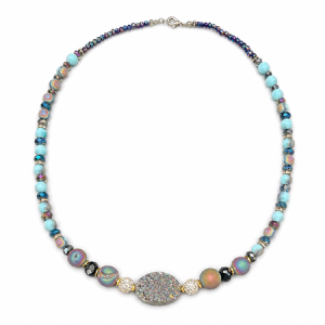 Aurora Ember Iridescent Agate Necklace